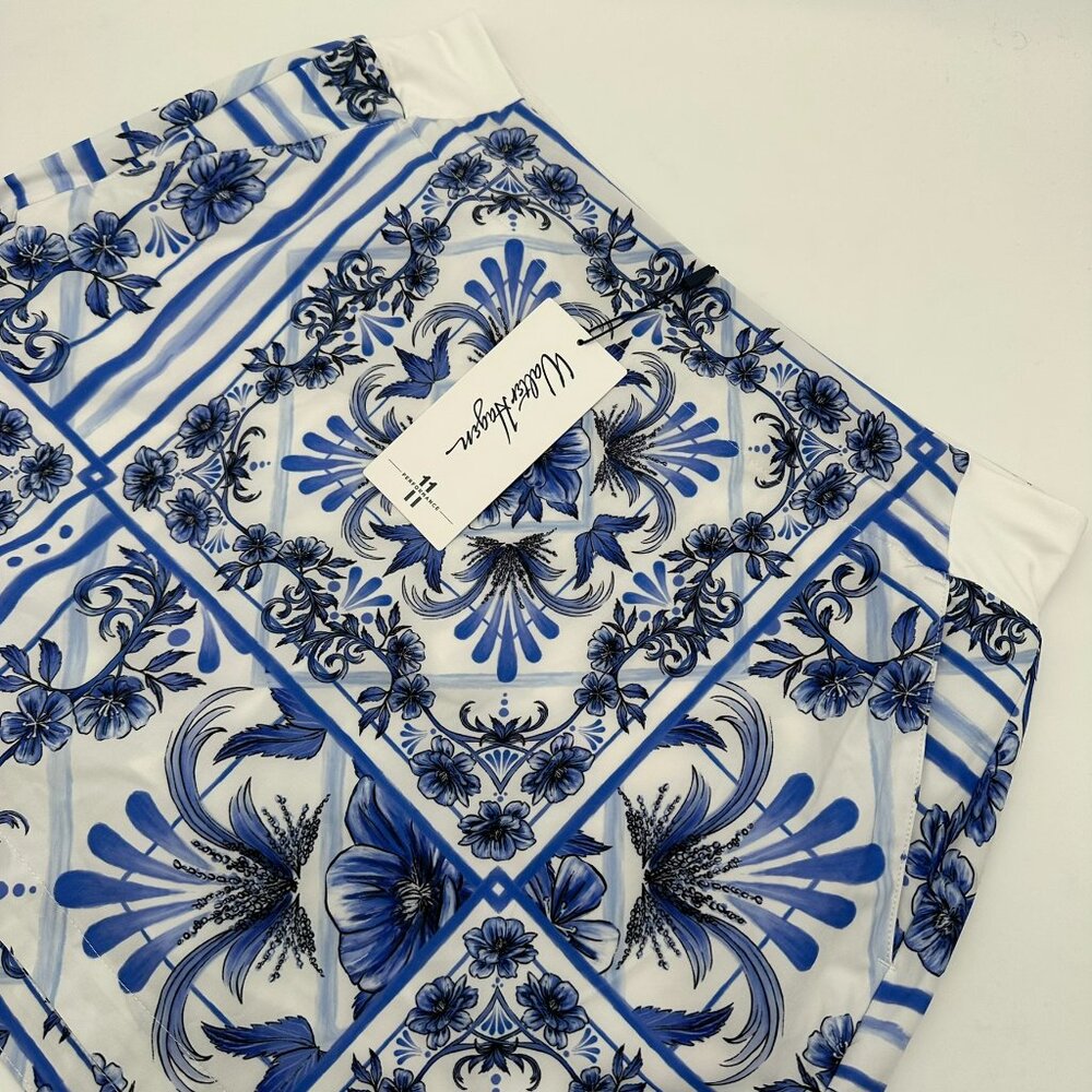 Walter Hagen Women's P11 Lightweight Core Floral 16" Golf Skort Porcelain Blue